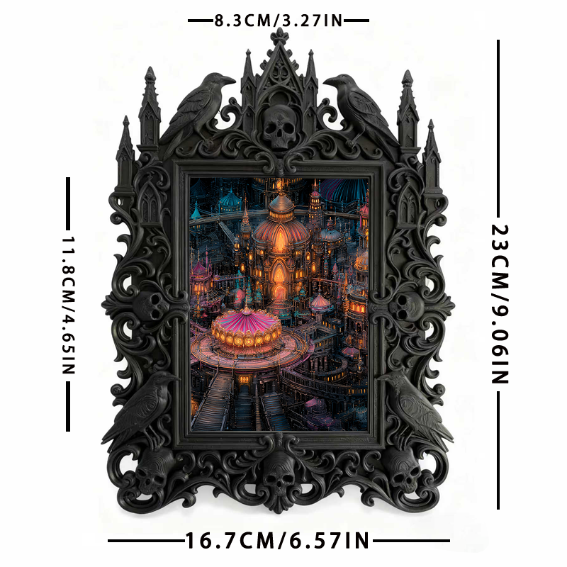 Gothic Dark Frame | Cocktail Bar Wall Decor, Photo Ornament, Waterproof Plastic Frame