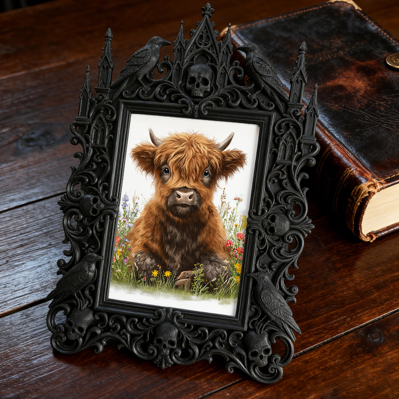Gothic Dark Frame | Gothic Bar Shelf Decor, Photo Holder, Waterproof Plastic