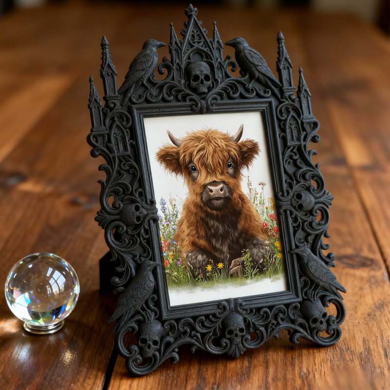 Gothic Dark Frame | Gothic Bar Shelf Decor, Photo Holder, Waterproof Plastic