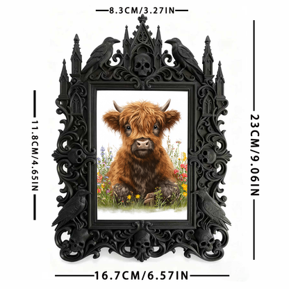 Gothic Dark Frame | Gothic Bar Shelf Decor, Photo Holder, Waterproof Plastic