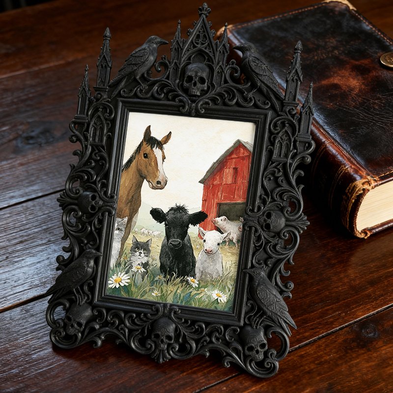 Gothic Dark Frame | Bar Counter Centerpiece, Photo Frame, Waterproof Plastic