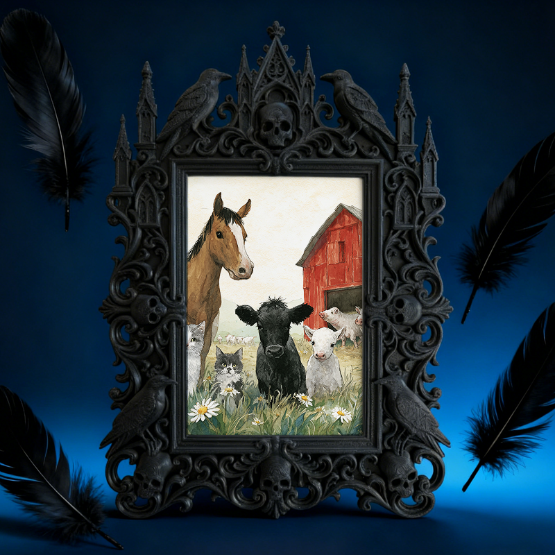 Gothic Dark Frame | Bar Counter Centerpiece, Photo Frame, Waterproof Plastic