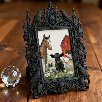 Gothic Dark Frame | Bar Counter Centerpiece, Photo Frame, Waterproof Plastic