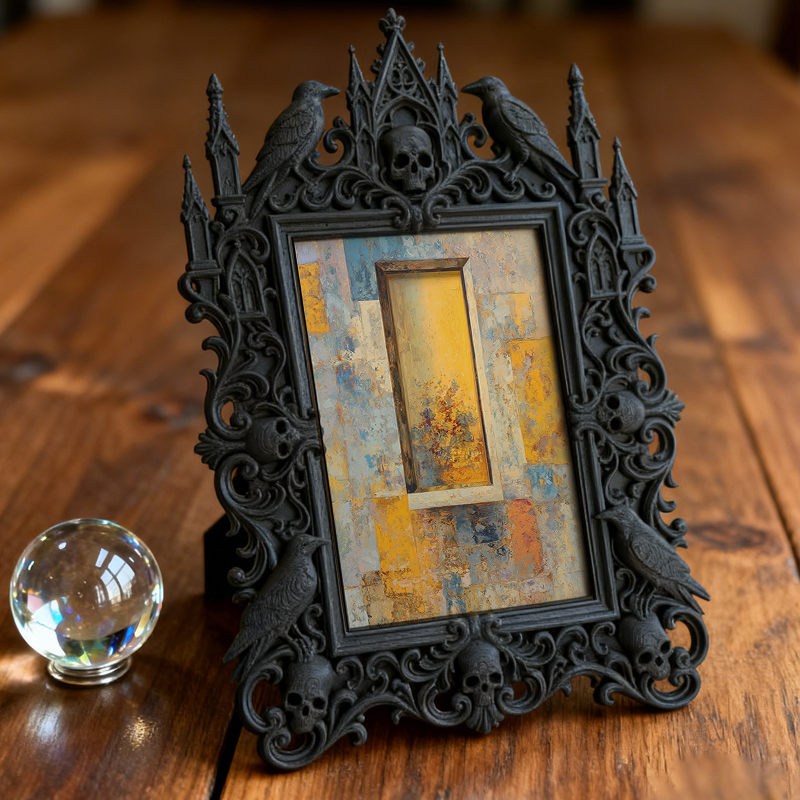 Gothic Dark Frame | Punk Pub Photo Display, Dual-use Wall/Desktop, Waterproof Plastic