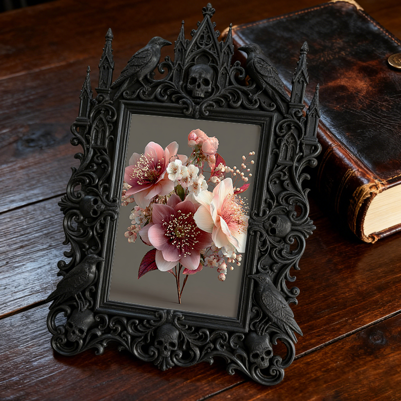 Gothic Dark Frame | Gothic Bar Counter Photo Prop, Wall-mountable/Desktop, Waterproof Plastic