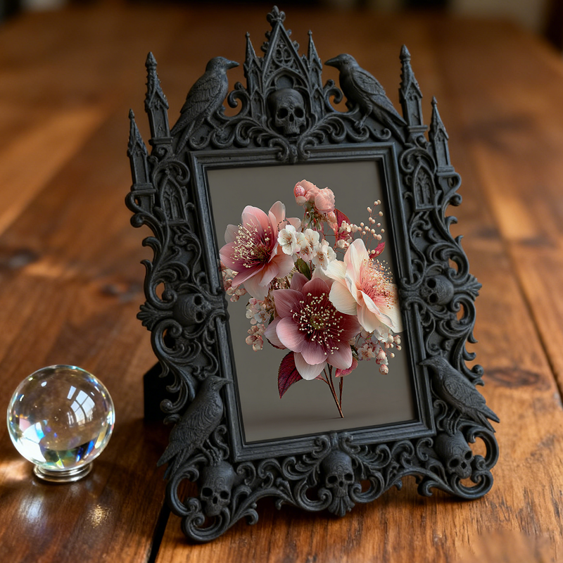 Gothic Dark Frame | Gothic Bar Counter Photo Prop, Wall-mountable/Desktop, Waterproof Plastic