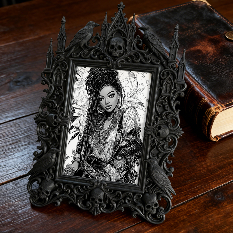 Gothic Dark Frame | Dark Bar Corner Accent, Photo Display, Waterproof Plastic