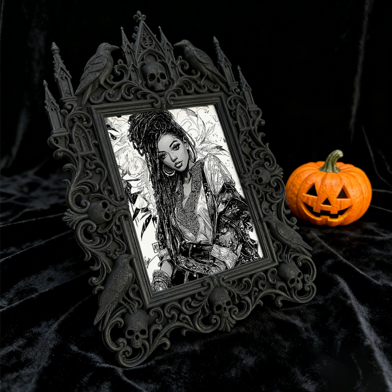 Gothic Dark Frame | Dark Bar Corner Accent, Photo Display, Waterproof Plastic