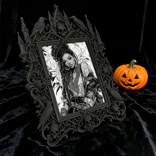 Gothic Dark Frame | Dark Bar Corner Accent, Photo Display, Waterproof Plastic