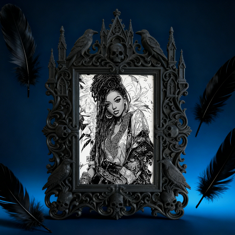 Gothic Dark Frame | Dark Bar Corner Accent, Photo Display, Waterproof Plastic