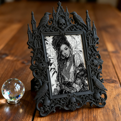 Gothic Dark Frame | Dark Bar Corner Accent, Photo Display, Waterproof Plastic