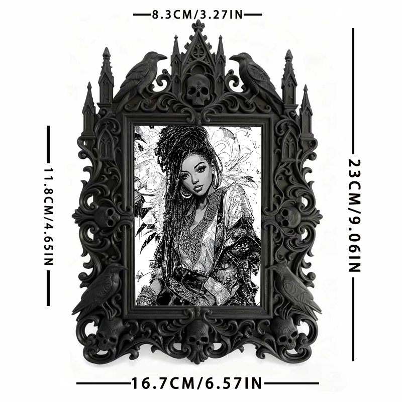 Gothic Dark Frame | Dark Bar Corner Accent, Photo Display, Waterproof Plastic