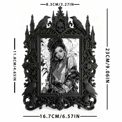 Gothic Dark Frame | Dark Bar Corner Accent, Photo Display, Waterproof Plastic