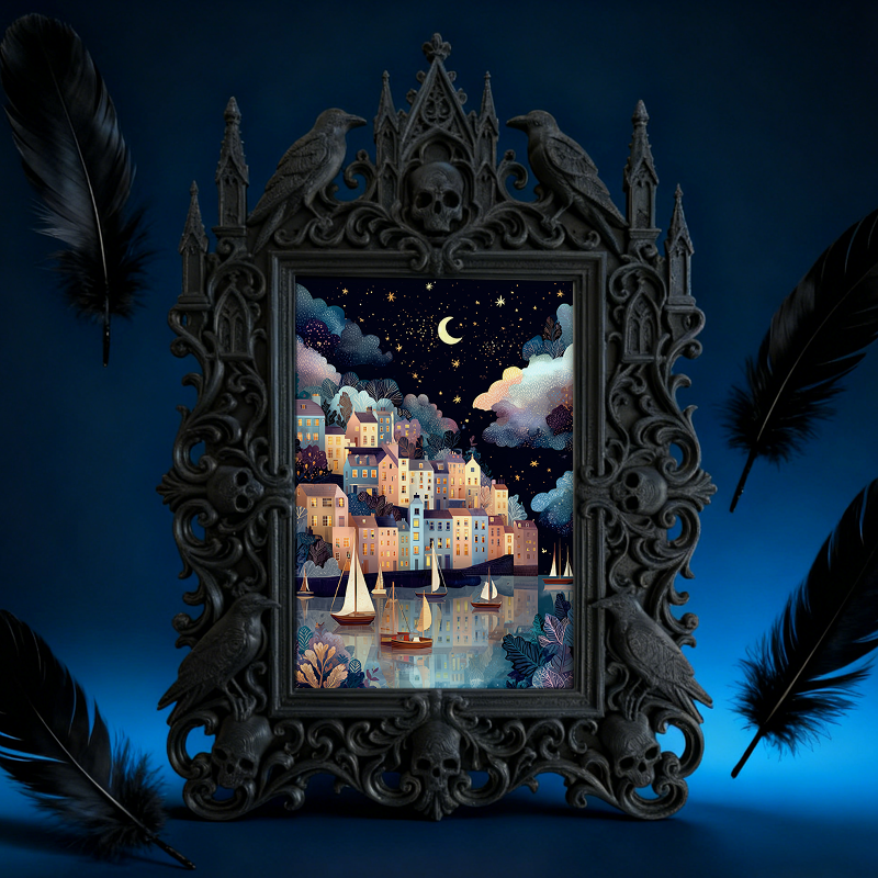 Gothic Dark Frame | Bar Counter Side Decor, Photo Ornament, Waterproof Plastic