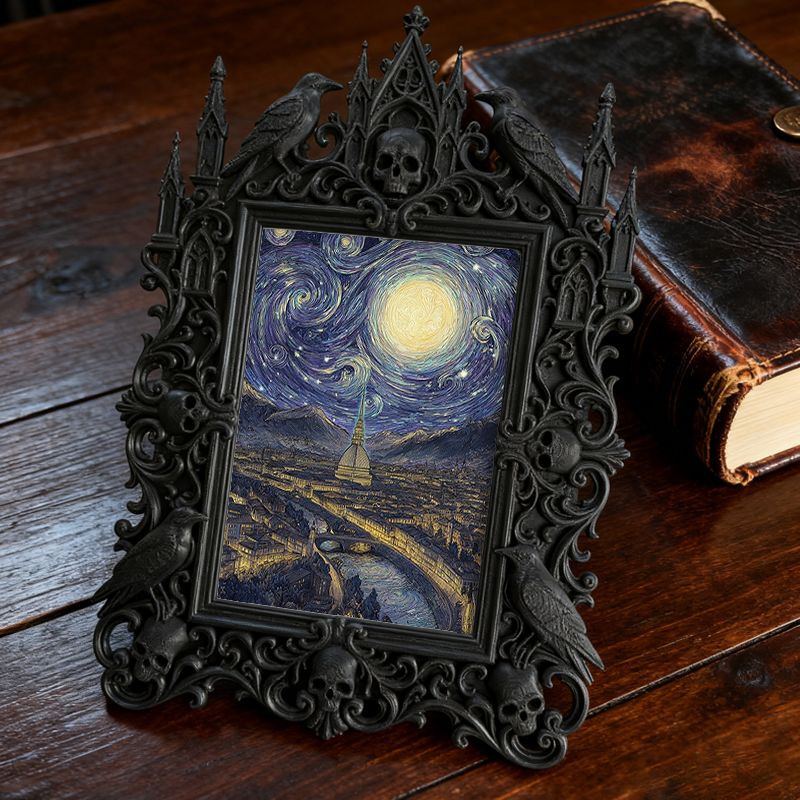 Gothic Dark Frame | Punk Bar Corner Photo Frame, Dual-use Wall/Desktop, Waterproof Plastic