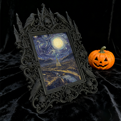 Gothic Dark Frame | Punk Bar Corner Photo Frame, Dual-use Wall/Desktop, Waterproof Plastic