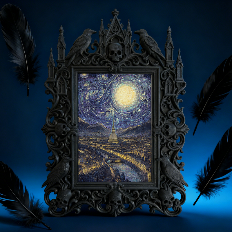 Gothic Dark Frame | Punk Bar Corner Photo Frame, Dual-use Wall/Desktop, Waterproof Plastic