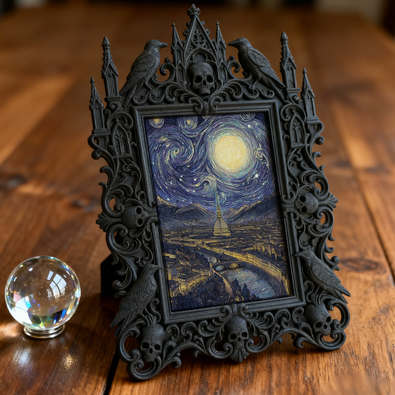 Gothic Dark Frame | Punk Bar Corner Photo Frame, Dual-use Wall/Desktop, Waterproof Plastic