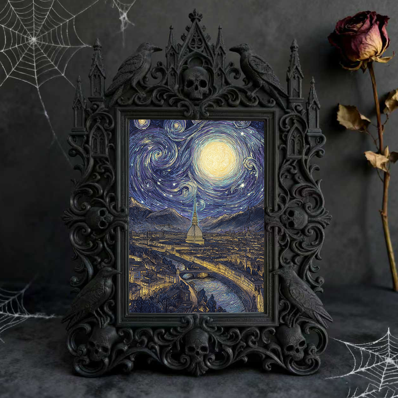 Gothic Dark Frame | Punk Bar Corner Photo Frame, Dual-use Wall/Desktop, Waterproof Plastic