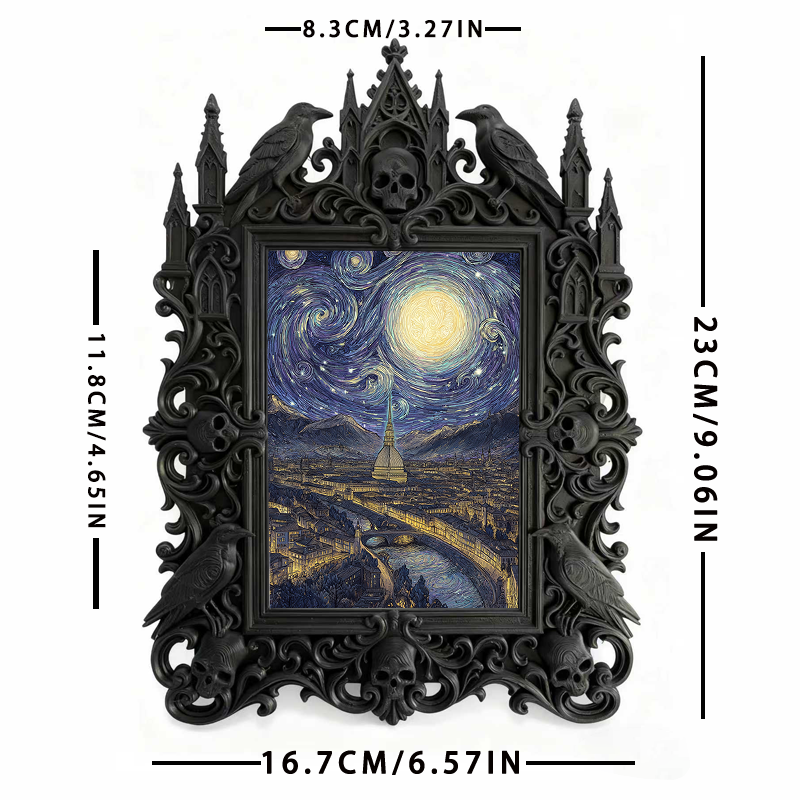 Gothic Dark Frame | Punk Bar Corner Photo Frame, Dual-use Wall/Desktop, Waterproof Plastic