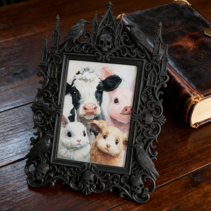 Gothic Dark Frame | Bar Desktop Corner Decor, Photo Ornament, Waterproof Plastic