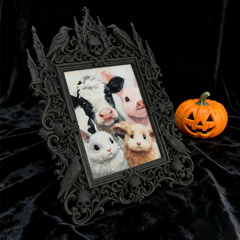 Gothic Dark Frame | Bar Desktop Corner Decor, Photo Ornament, Waterproof Plastic