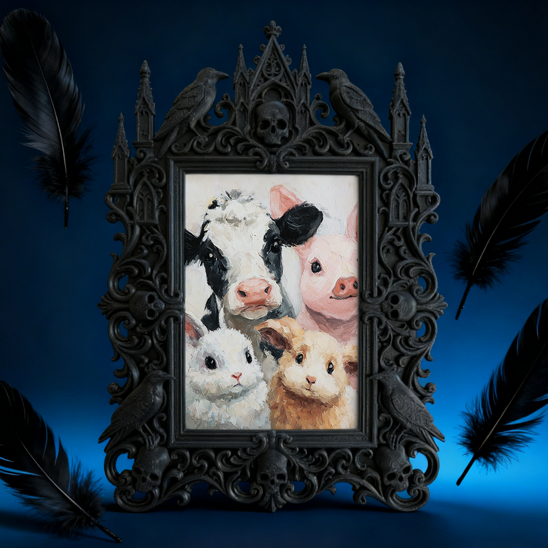 Gothic Dark Frame | Bar Desktop Corner Decor, Photo Ornament, Waterproof Plastic