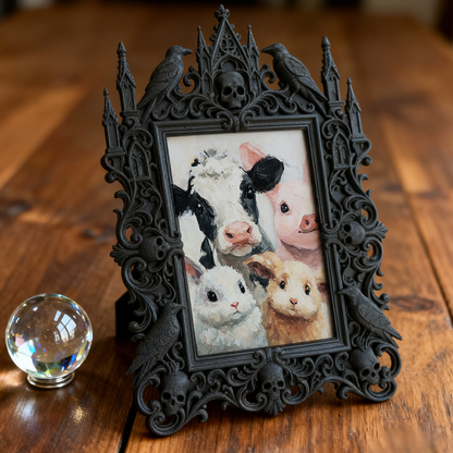 Gothic Dark Frame | Bar Desktop Corner Decor, Photo Ornament, Waterproof Plastic