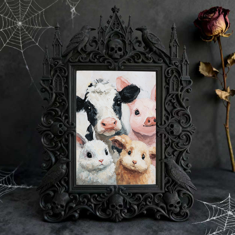 Gothic Dark Frame | Bar Desktop Corner Decor, Photo Ornament, Waterproof Plastic