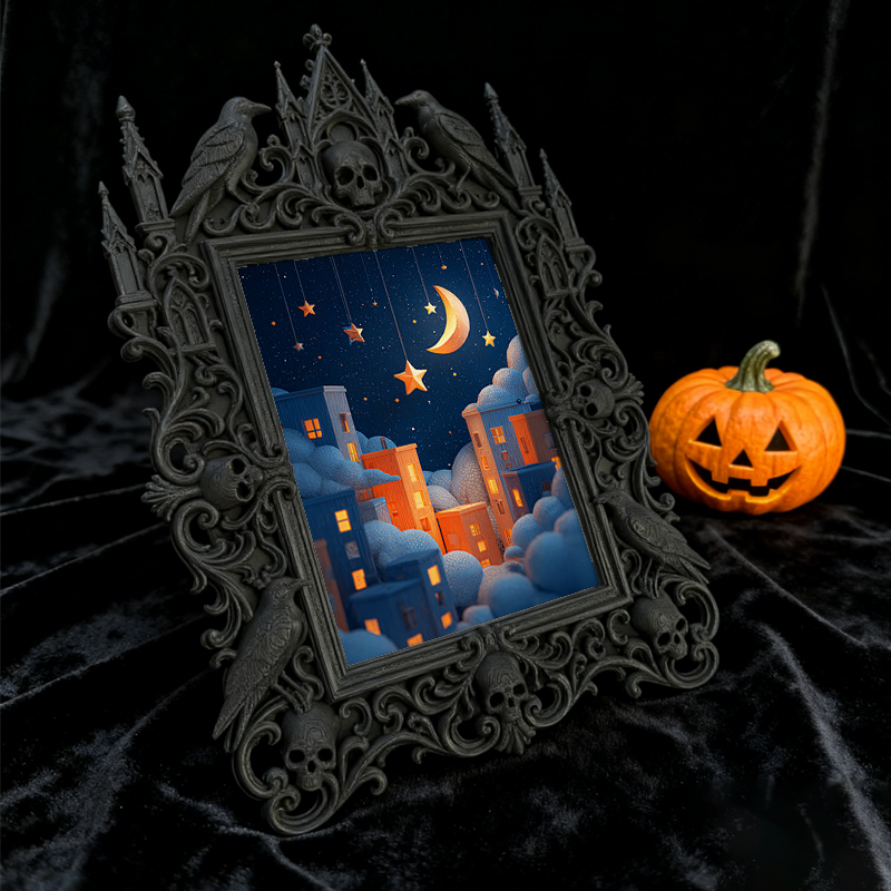 Gothic Dark Frame | Gothic Bar Countertop Ornament, Photo Display, Waterproof Plastic