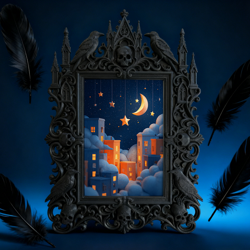 Gothic Dark Frame | Gothic Bar Countertop Ornament, Photo Display, Waterproof Plastic