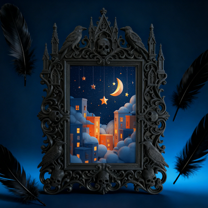 Gothic Dark Frame | Gothic Bar Countertop Ornament, Photo Display, Waterproof Plastic