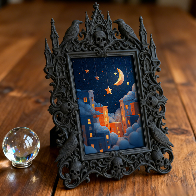Gothic Dark Frame | Gothic Bar Countertop Ornament, Photo Display, Waterproof Plastic