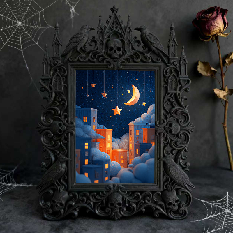 Gothic Dark Frame | Gothic Bar Countertop Ornament, Photo Display, Waterproof Plastic