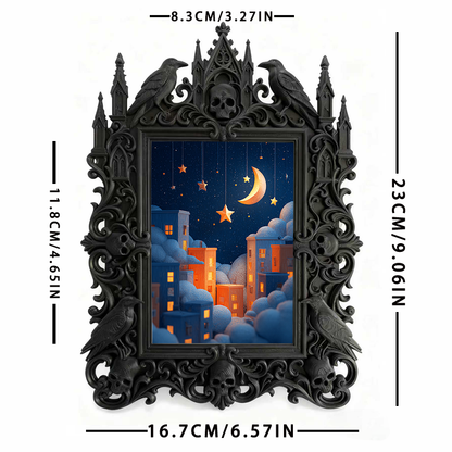 Gothic Dark Frame | Gothic Bar Countertop Ornament, Photo Display, Waterproof Plastic