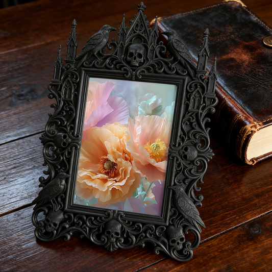 Gothic Dark Frame | Cocktail Bar Shelf Decor, Photo Holder, Waterproof Plastic