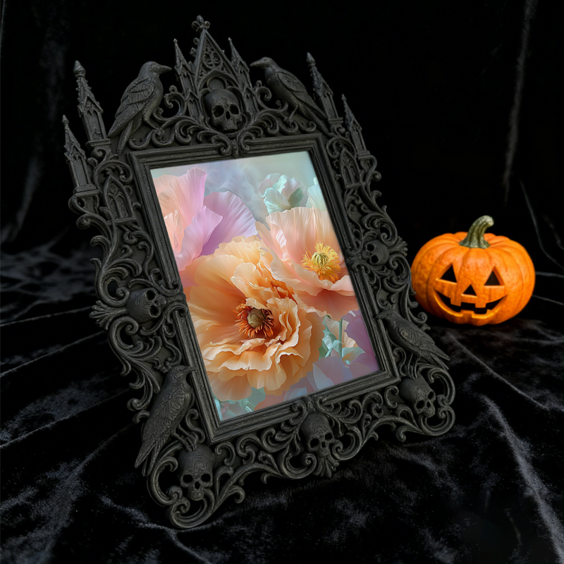 Gothic Dark Frame | Cocktail Bar Shelf Decor, Photo Holder, Waterproof Plastic