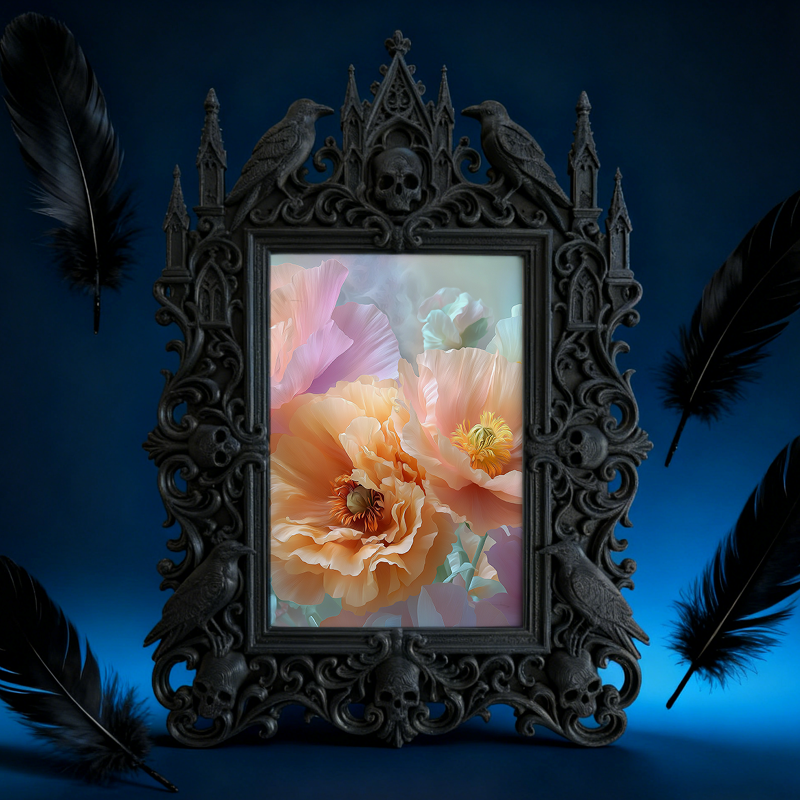 Gothic Dark Frame | Cocktail Bar Shelf Decor, Photo Holder, Waterproof Plastic