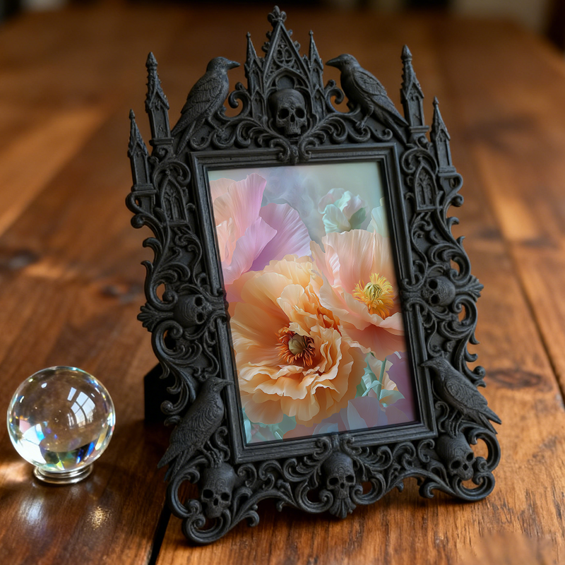 Gothic Dark Frame | Cocktail Bar Shelf Decor, Photo Holder, Waterproof Plastic