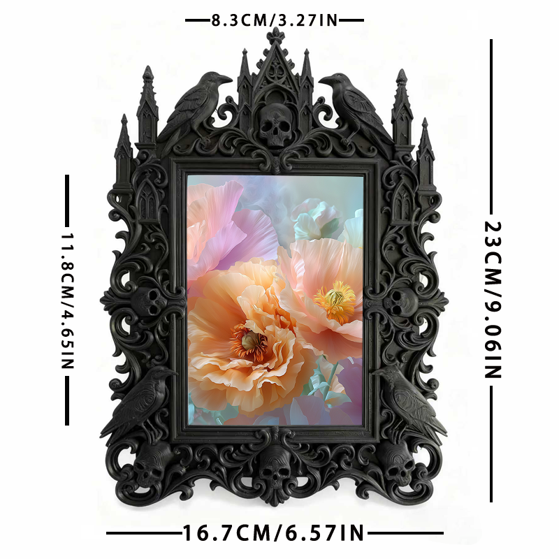 Gothic Dark Frame | Cocktail Bar Shelf Decor, Photo Holder, Waterproof Plastic
