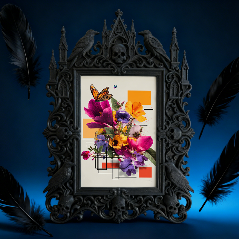 Gothic Dark Frame | Bar Wall Edge Decor, Photo Frame, Waterproof Plastic