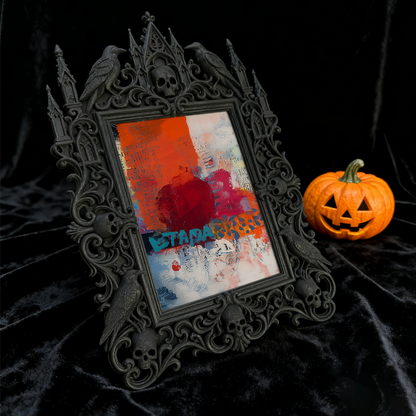 Gothic Dark Frame | Bedroom Nightstand Decor, Photo Ornament, Wall/Tabletop, Waterproof Plastic