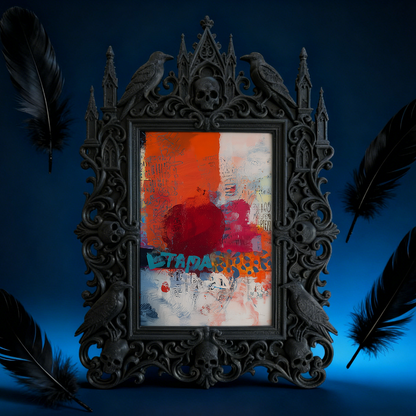 Gothic Dark Frame | Bedroom Nightstand Decor, Photo Ornament, Wall/Tabletop, Waterproof Plastic