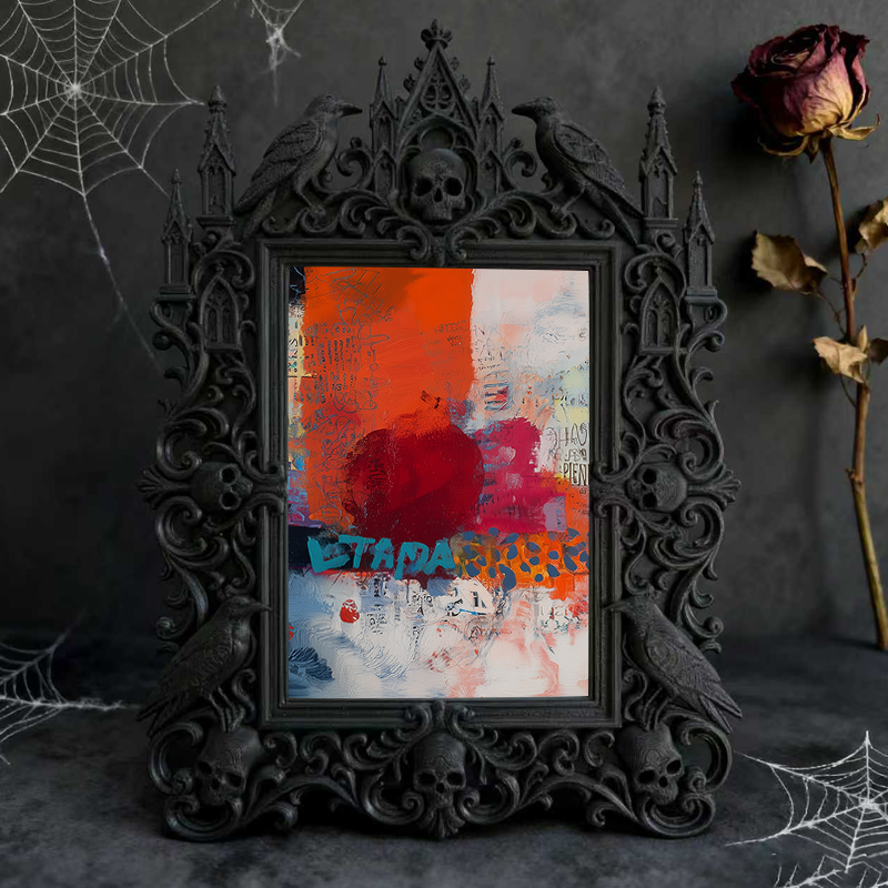 Gothic Dark Frame | Bedroom Nightstand Decor, Photo Ornament, Wall/Tabletop, Waterproof Plastic