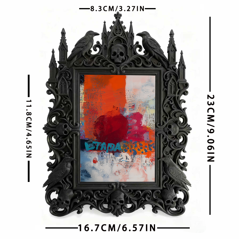Gothic Dark Frame | Bedroom Nightstand Decor, Photo Ornament, Wall/Tabletop, Waterproof Plastic