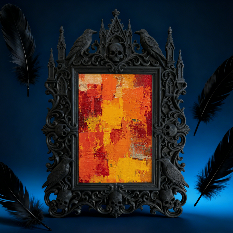 Gothic Dark Frame | Living Room Shelf Accent, Photo Display, Waterproof Plastic Frame