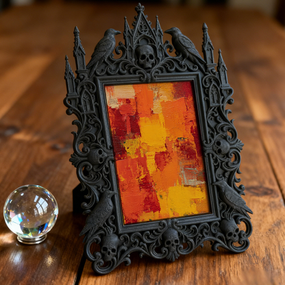Gothic Dark Frame | Living Room Shelf Accent, Photo Display, Waterproof Plastic Frame