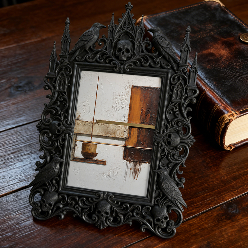Gothic Dark Frame | Study Room Bookcase Decor, Photo Holder, Wall-mountable/Desktop