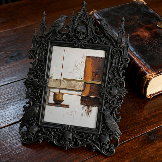 Gothic Dark Frame | Study Room Bookcase Decor, Photo Holder, Wall-mountable/Desktop