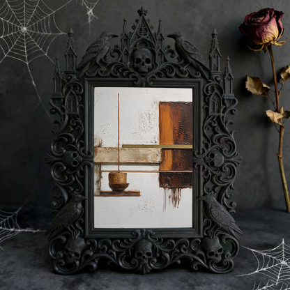 Gothic Dark Frame | Study Room Bookcase Decor, Photo Holder, Wall-mountable/Desktop